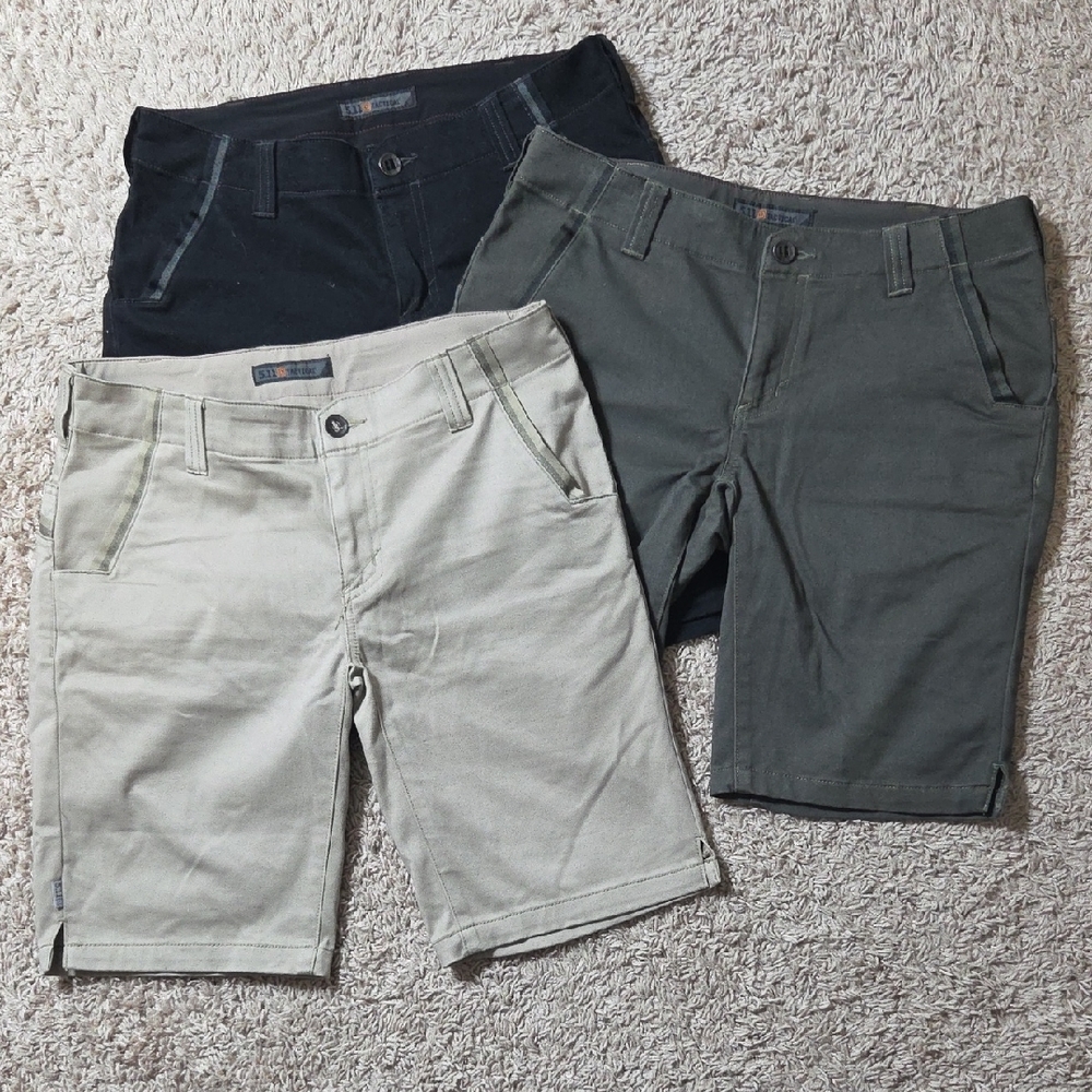3 PAIR LOT ~ 5.11 Tactical Women's Shorts - Black, Gray & Tan, Barely Worn!